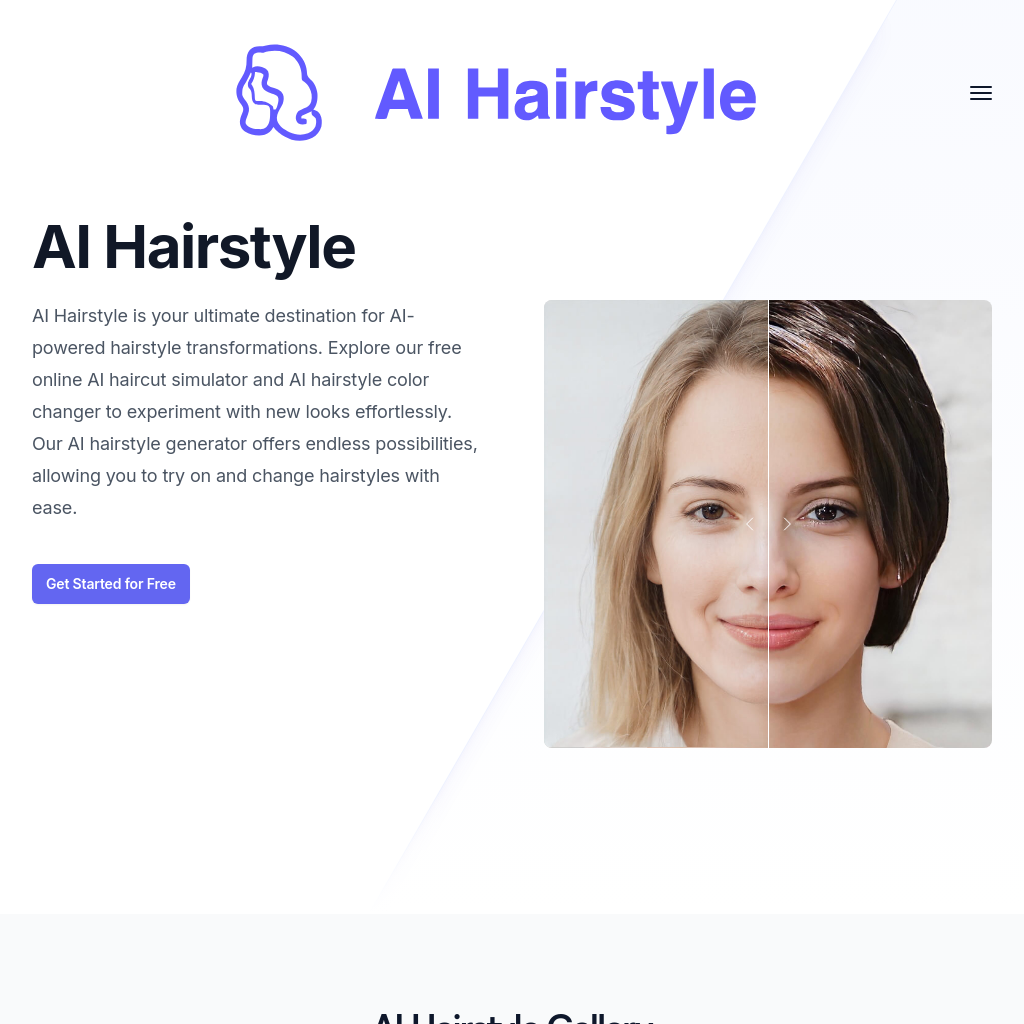 AI Hairstyle: Try on different hairstyles and hair colors online with AI Hairstyle, a user-friendly platform offering realistic previews and saved images