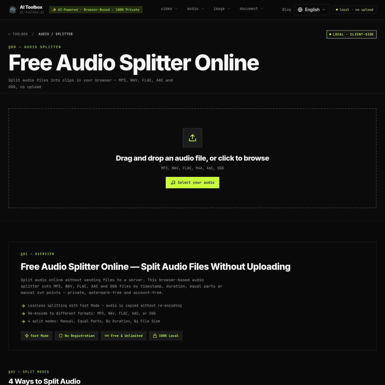 Audio Splitter: Split Files Locally