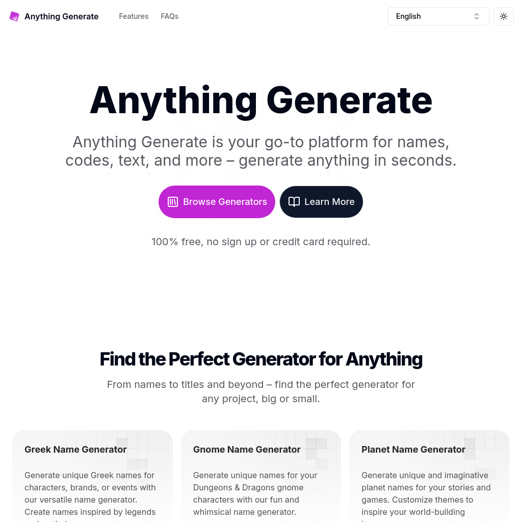 Anything Generate: Generate Anything, Everywhere, Tonight.