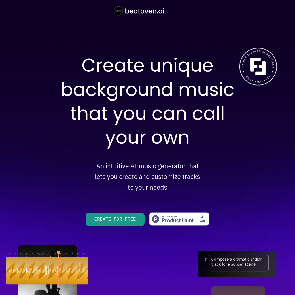Beatoven.ai: Create your own royalty-free music with Beatoven.ai - The ultimate AI music generator for videos, podcasts, and games