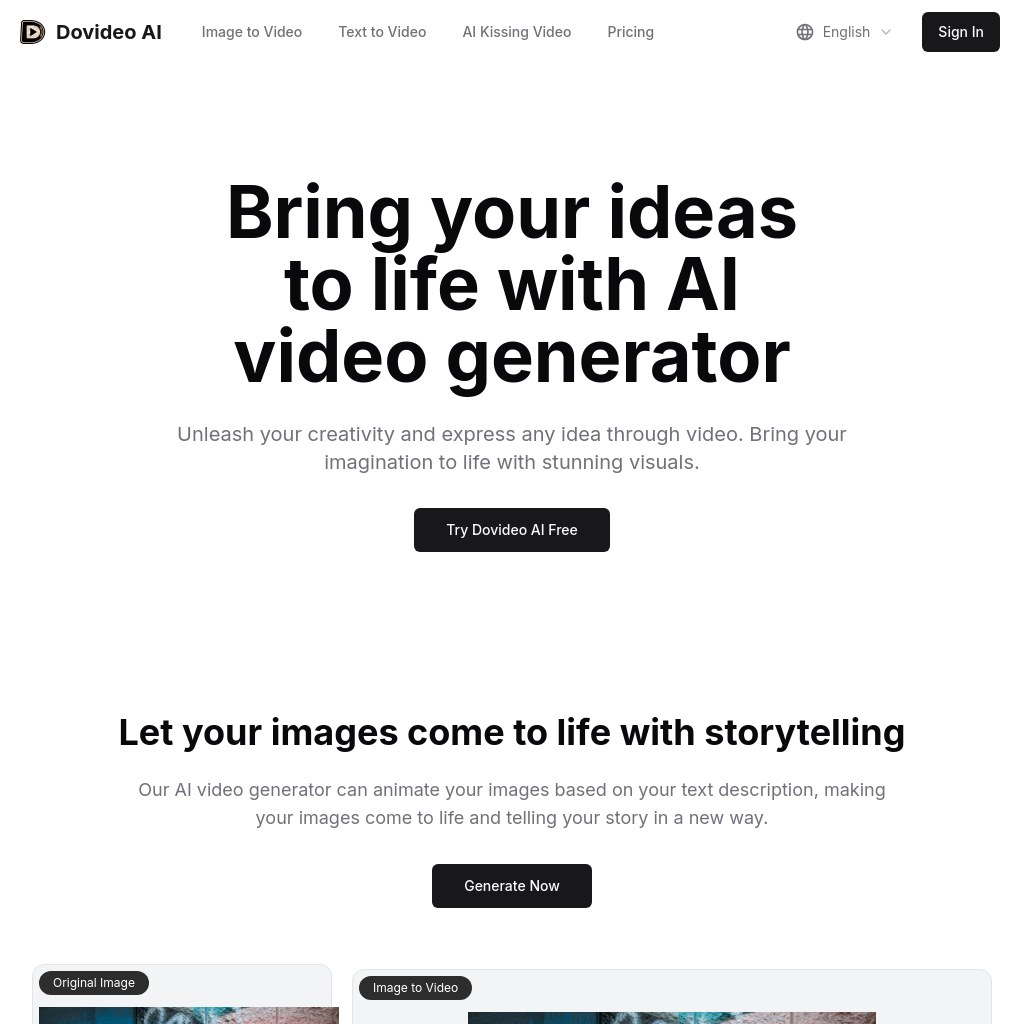 Dovideo AI: Bring your ideas to life with AI video generator - Turn text, images, and videos into unforgettable videos