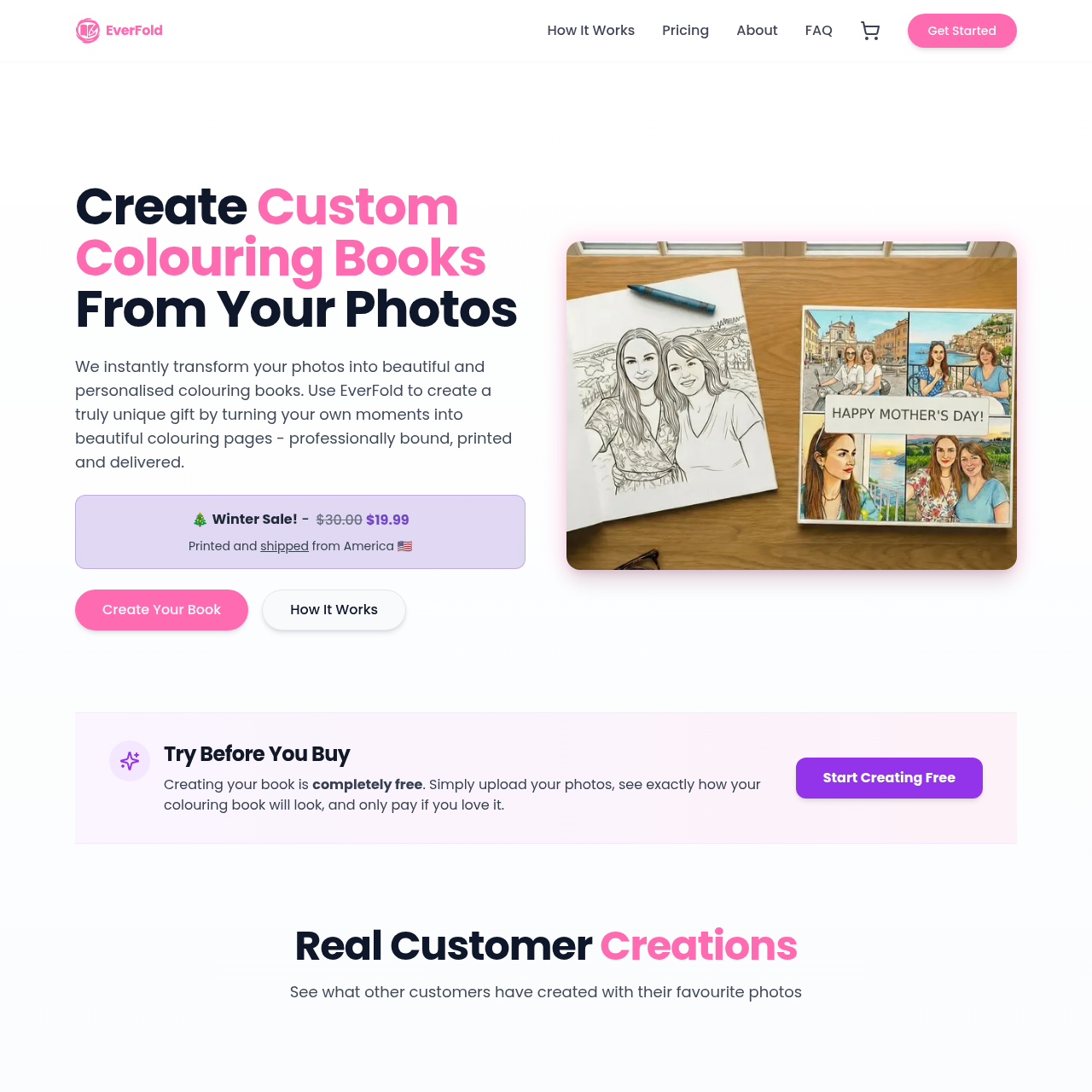 EverFold Custom Colouring Books: Transform Your Photos into Unique, Personalised Colouring Books