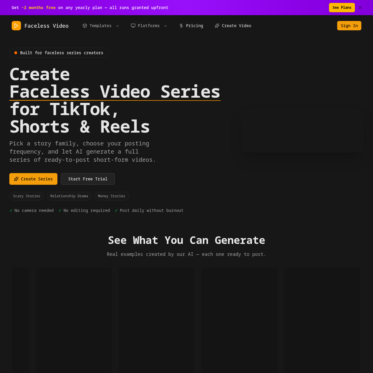 Create AI-Generated Faceless Video Series for TikTok, Shorts & Reels