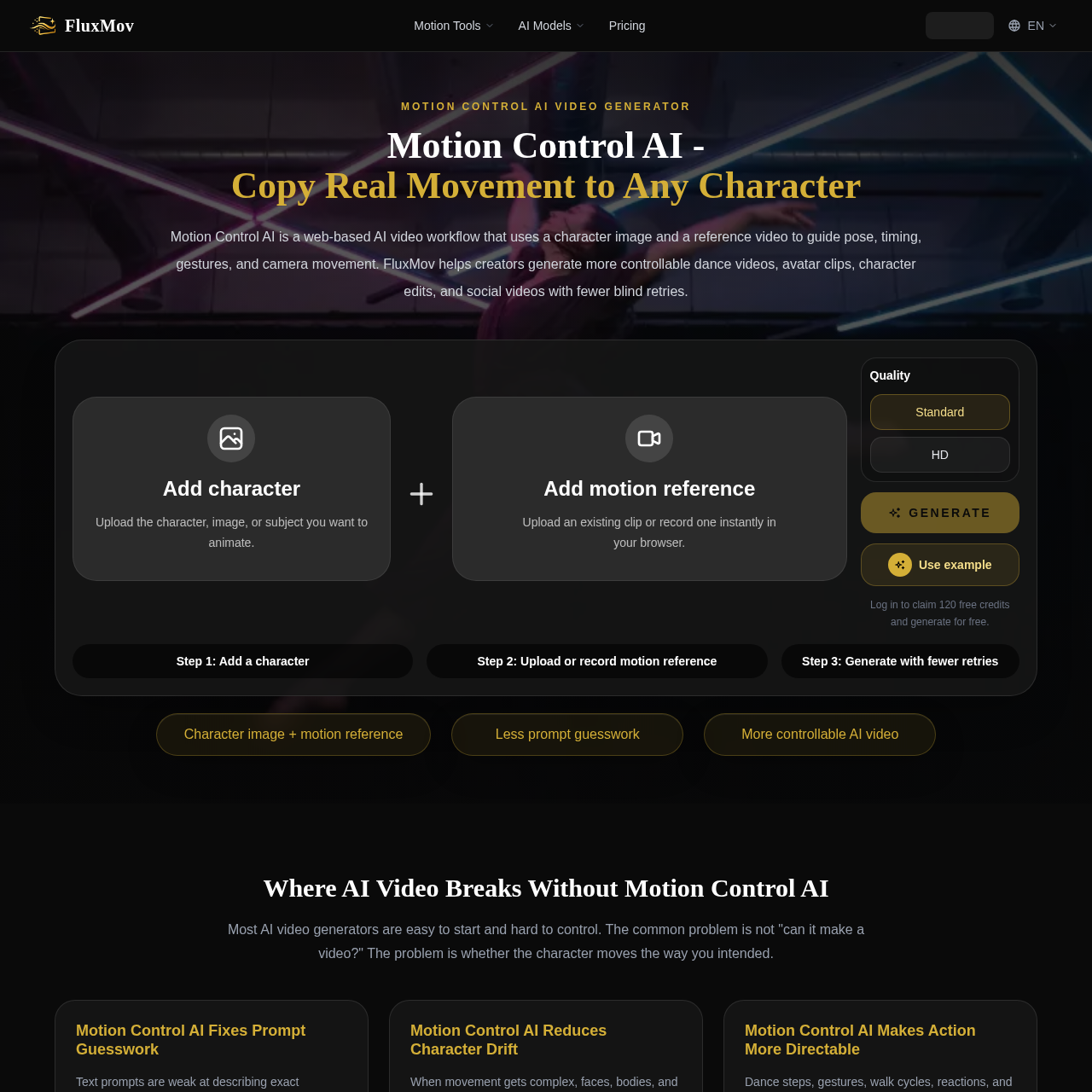 AI video workflow with motion control