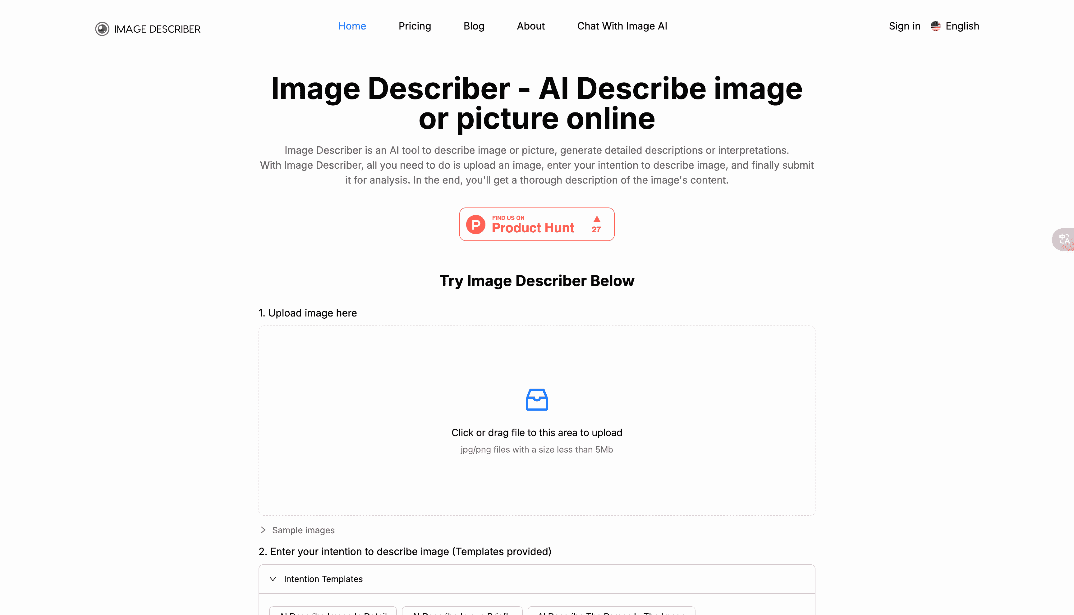Image Describer: An AI tool to describe images or pictures, generating detailed descriptions or interpretations