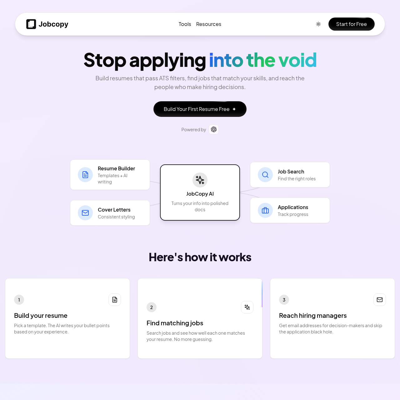 JobCopy.AI: AI-Powered Job Application Assistant: Create Professional Resumes, Cover Letters, and Job Application Materials with AI.