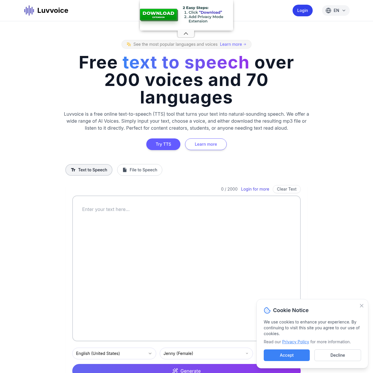 Luvvoice: Free Text to Speech, No Word Limit