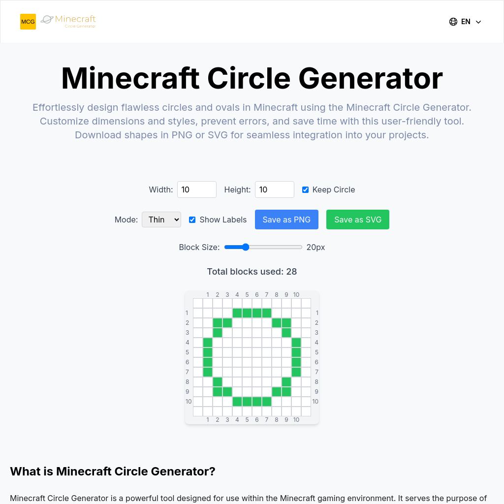 Create perfect circles in Minecraft
