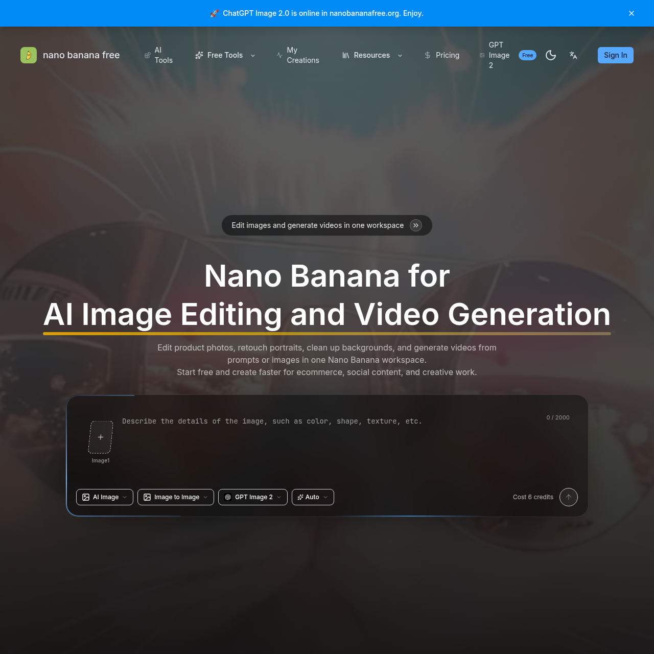 Edit photos, retouch portraits, clean backgrounds, and generate videos in one AI workspace.