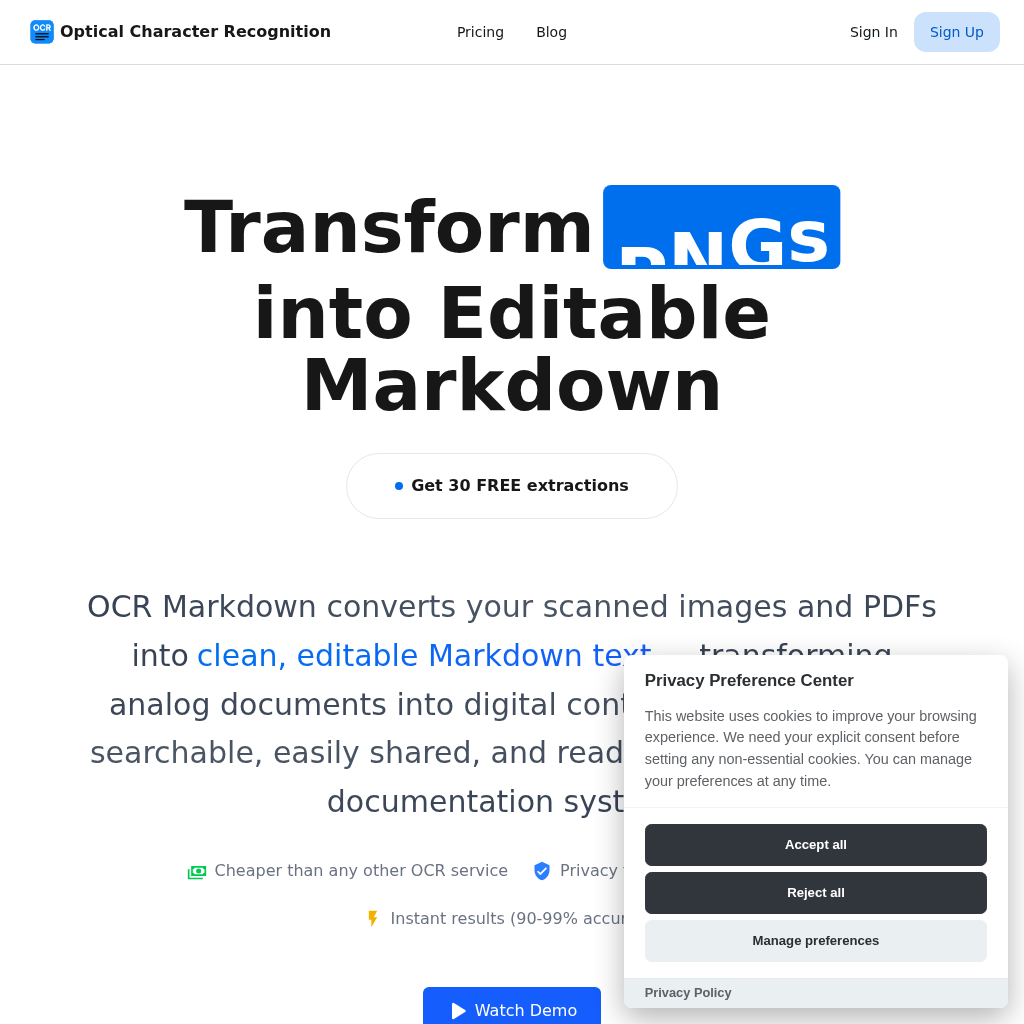 OCR Markdown: Transform scanned documents and images into editable Markdown with precision and ease