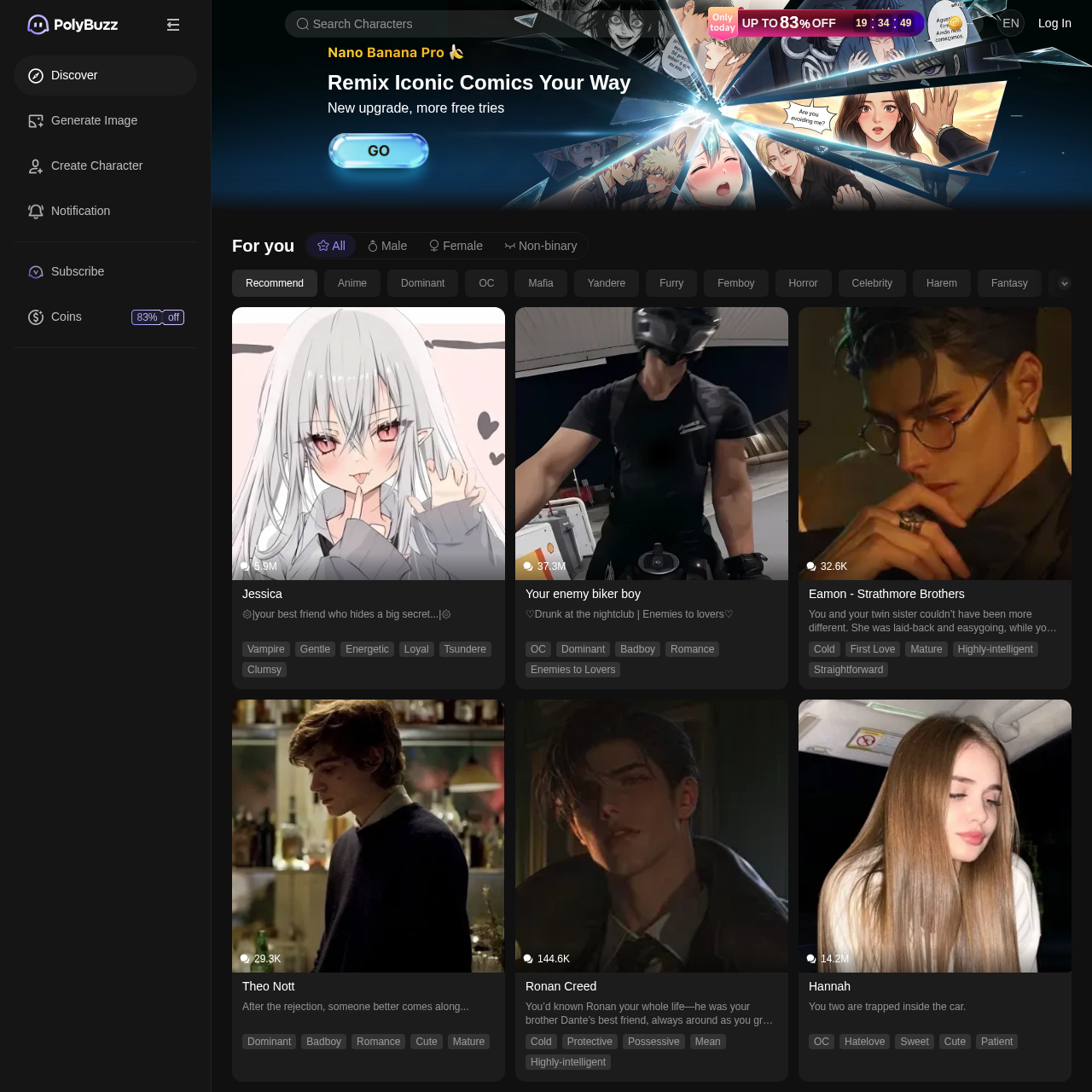 PolyBuzz: AI Chat now! Explore over 20 million AI Characters for free! Engage in immersive AI chat, roleplay with anime heroes, movie stars, or RPG personas