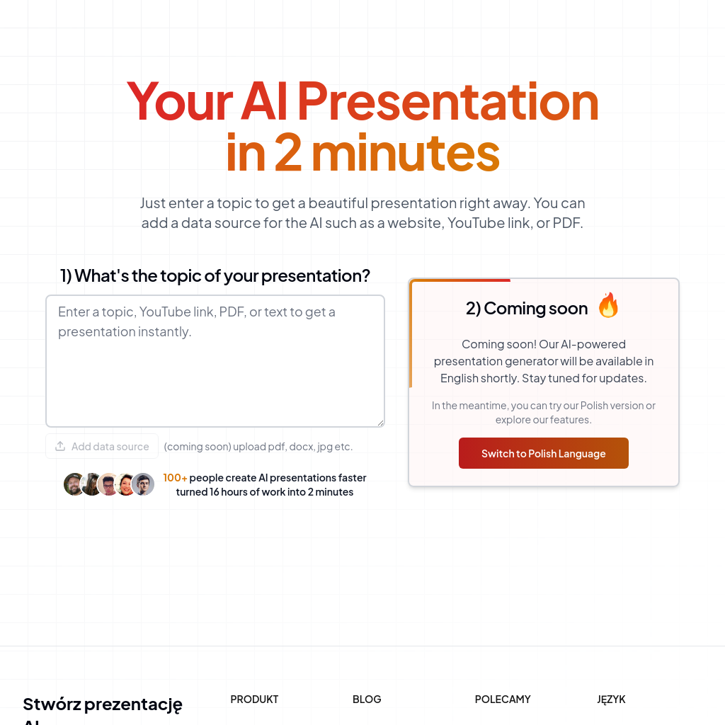 Create an amazing presentation in a minute with AI assistance, save time and increase the effectiveness of your presentations
