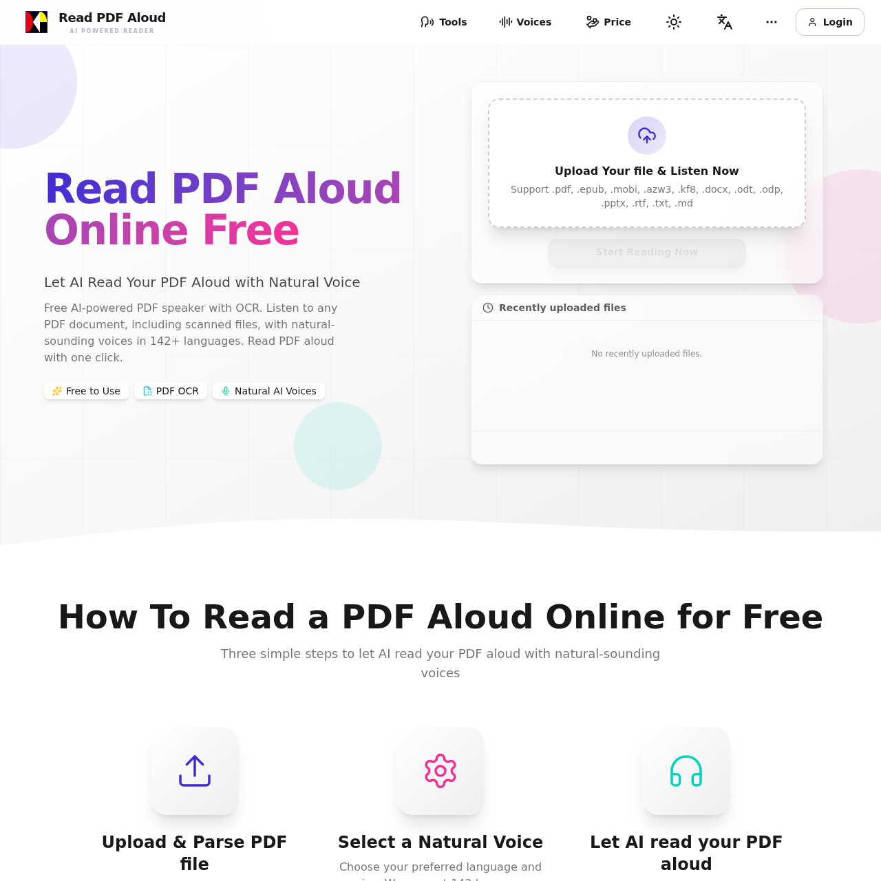 Read PDF Aloud: Read PDFs Aloud for Free with Natural AI Voices in 142+ Languages