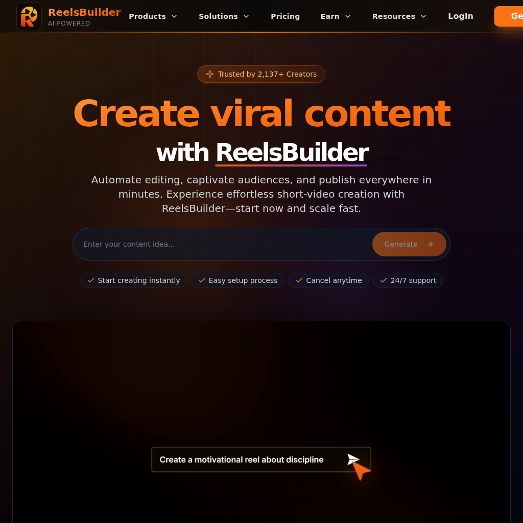 ReelsBuilder AI: Transform your ideas into engaging social media content with AI-powered video creation
