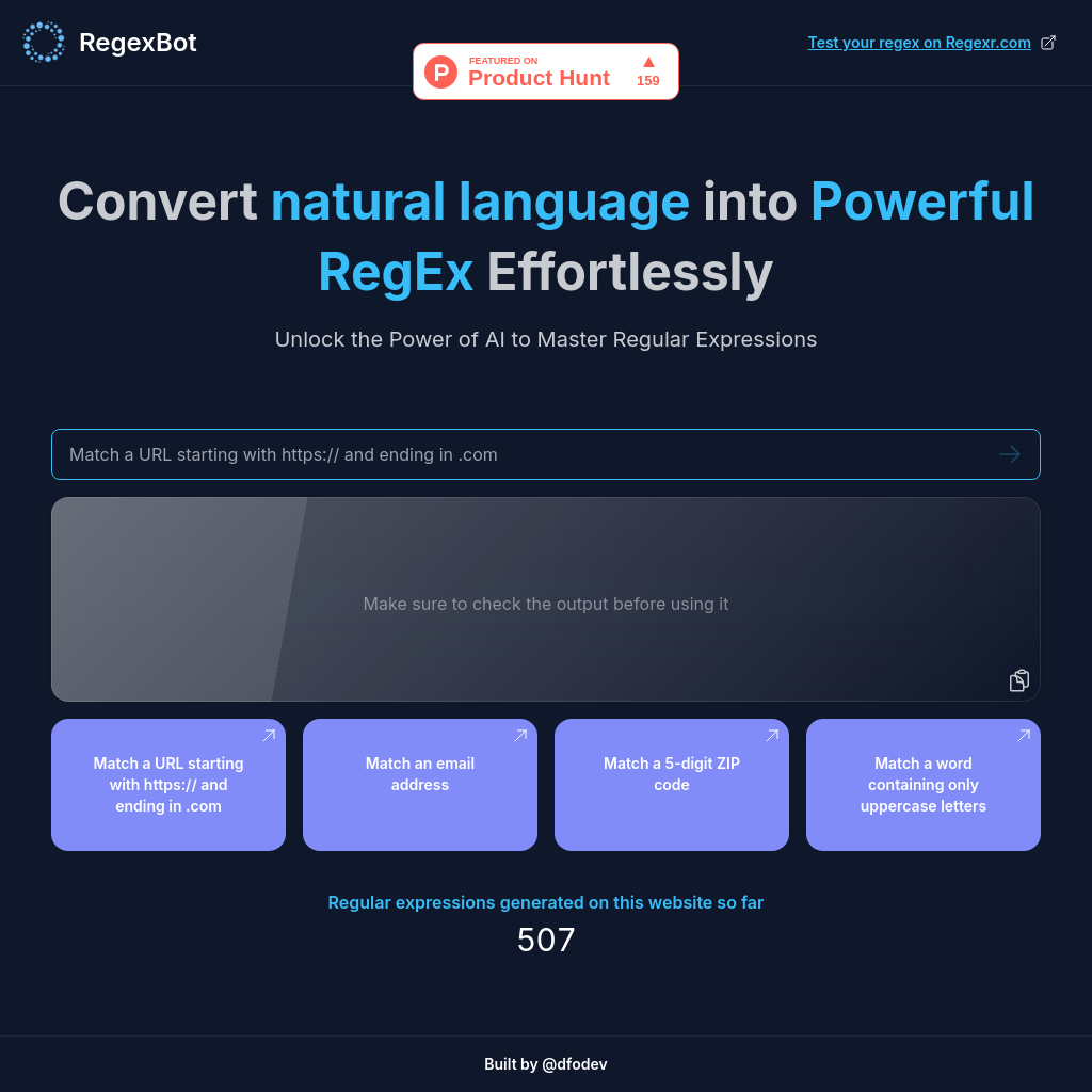 Regex Made Easy with AI-Powered RegexBot