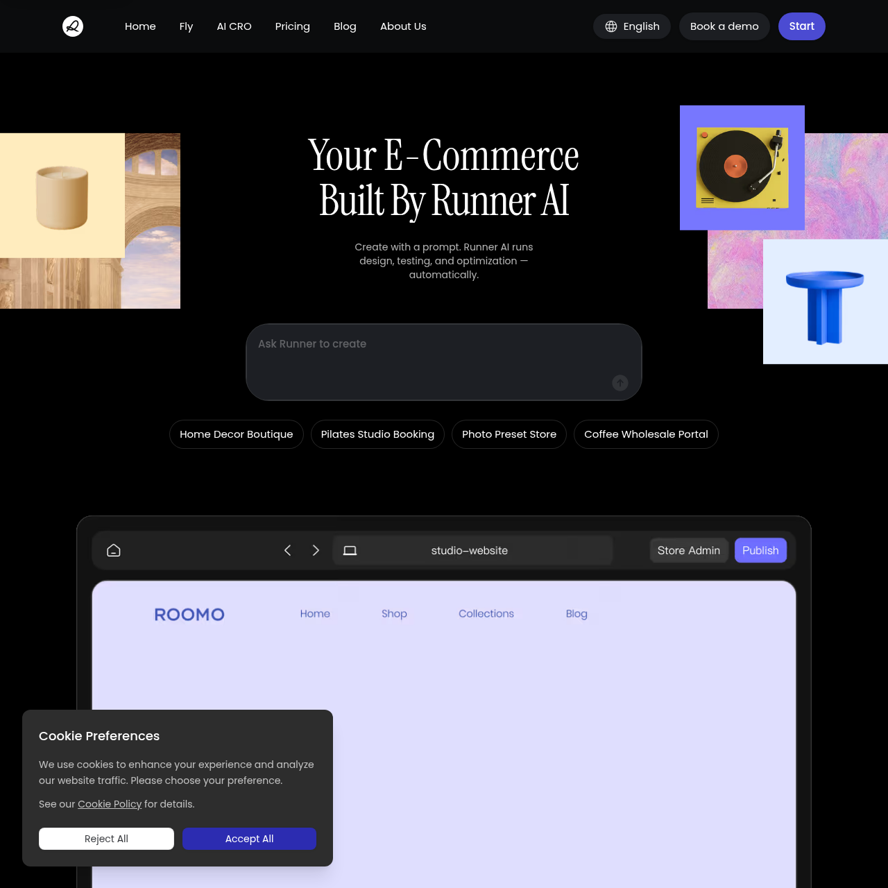 Ecommerce website builder with automation
