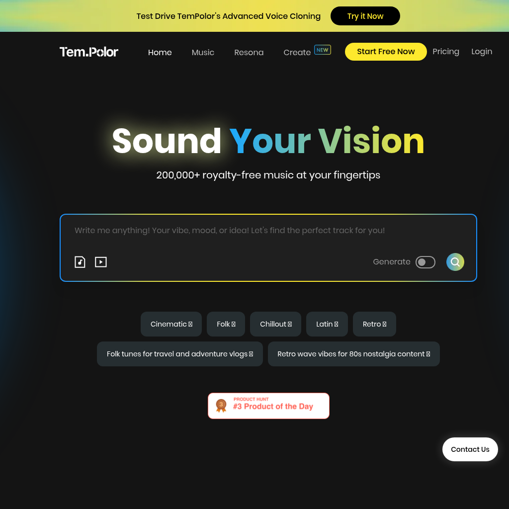 TemPolor: Royalty-Free Music for Creators: Effortless Access to Inspiring Tracks