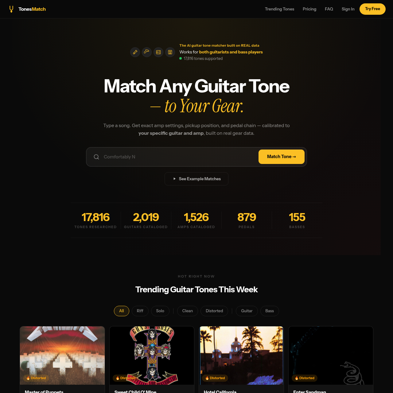 Guitar tone matcher