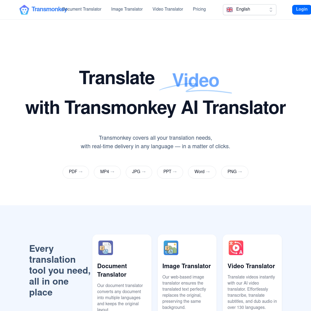AI-powered translation platform that simplifies translation for documents, images, and videos in over 130 languages