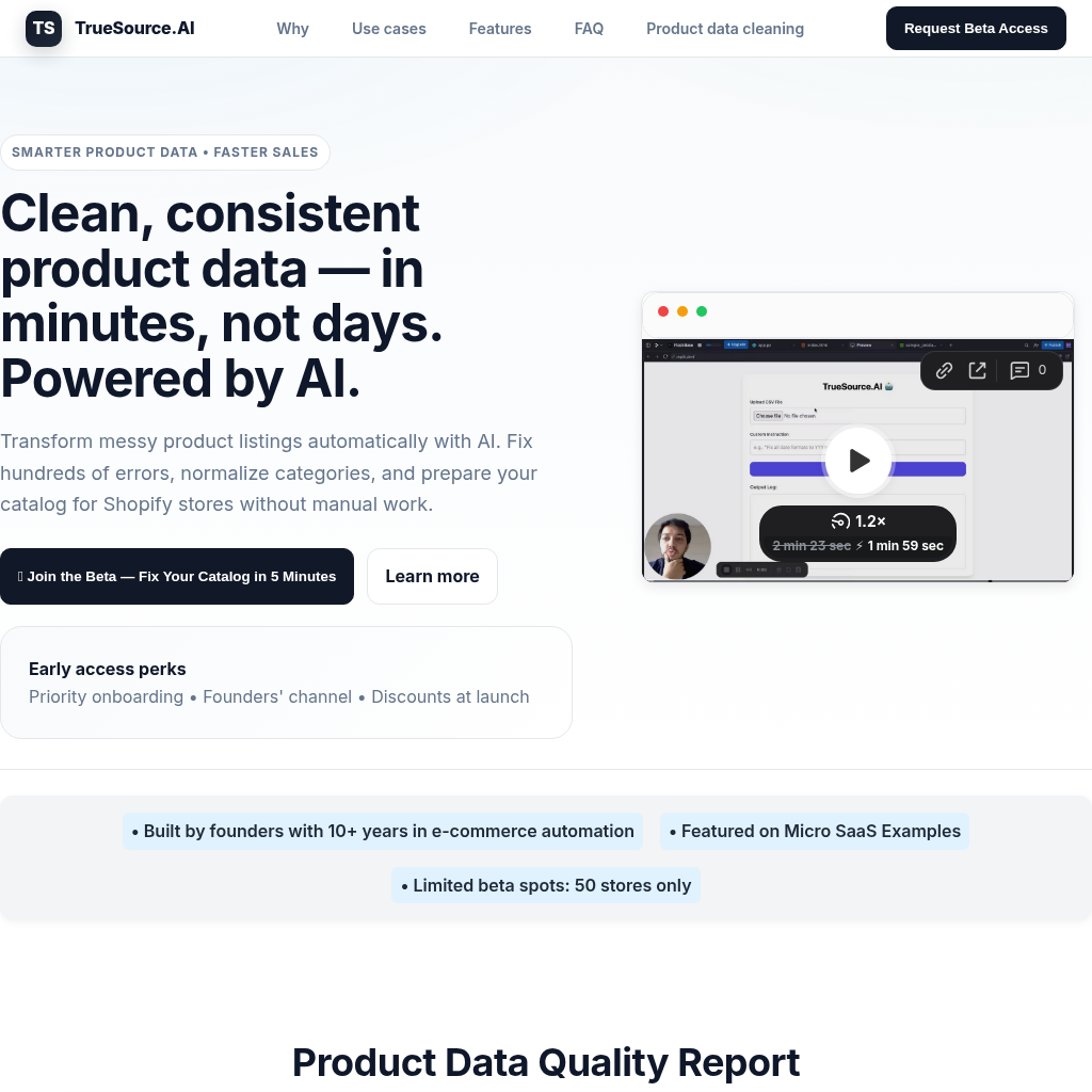 TrueSource.AI: Clean, Consistent Product Data - Faster Sales with AI