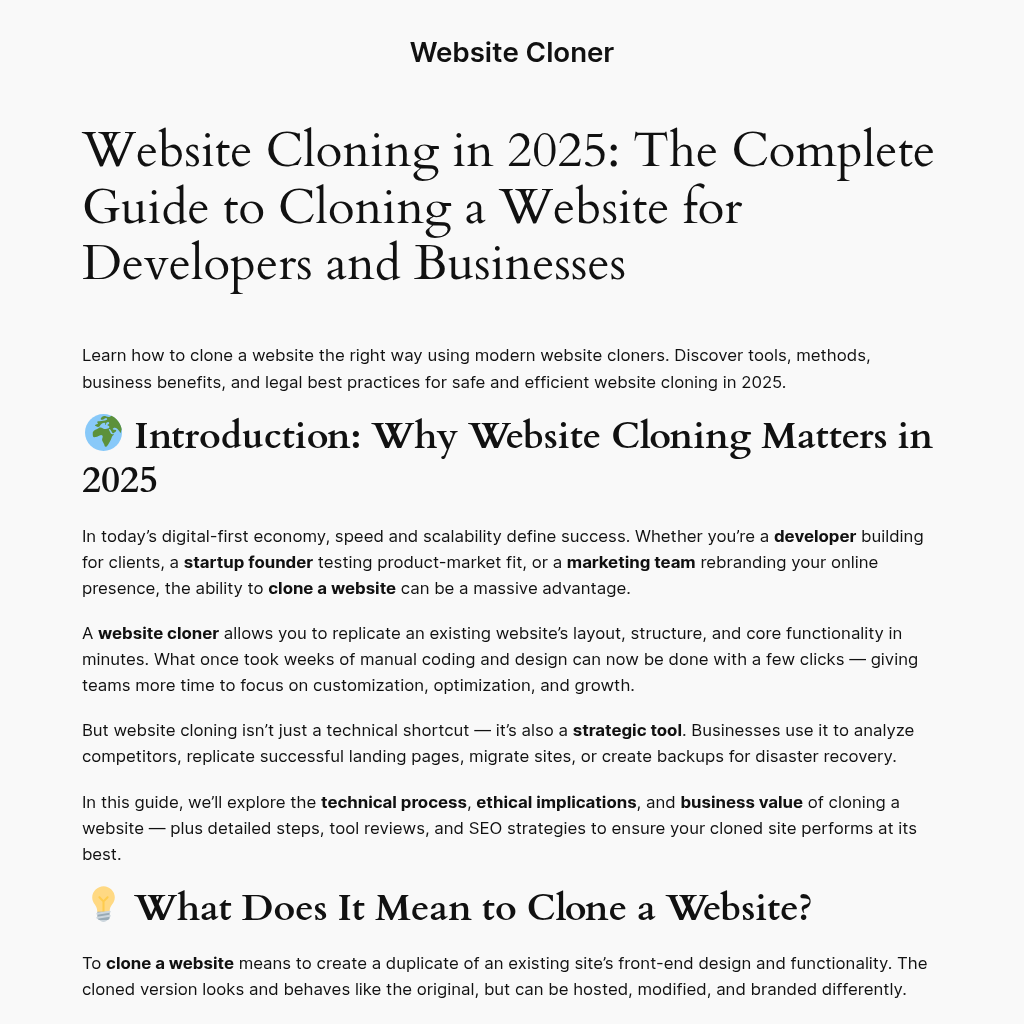 Website Cloner: Clone websites with speed and scalability