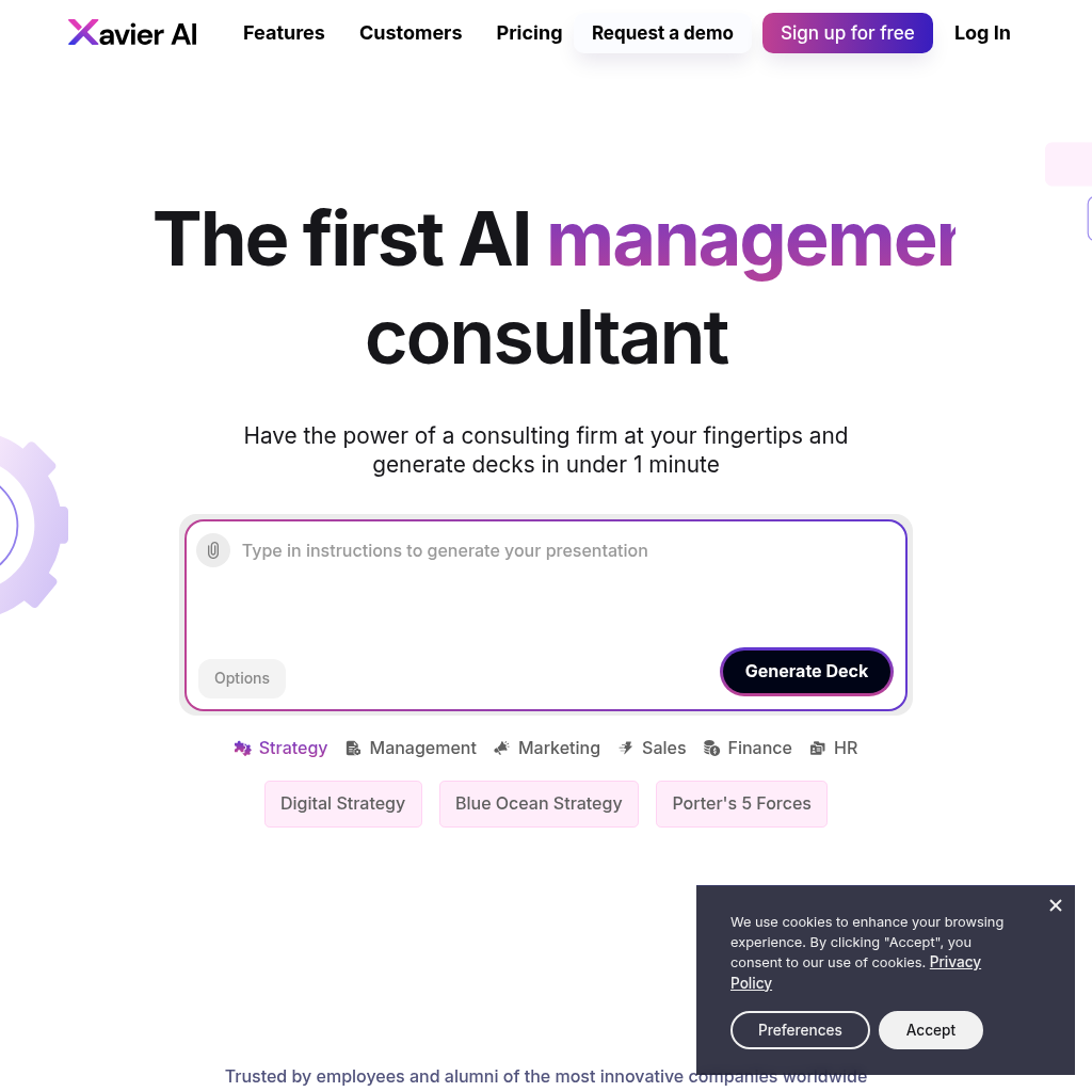 Xavier AI: Transform Your Business with AI-Powered Strategy Consulting