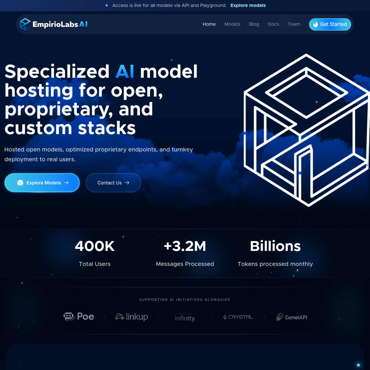 Specialized AI Model Hosting for Open, Proprietary, and Custom Stacks Specialized AI Model Hosting for Open, Proprietary, and Custom Stacks