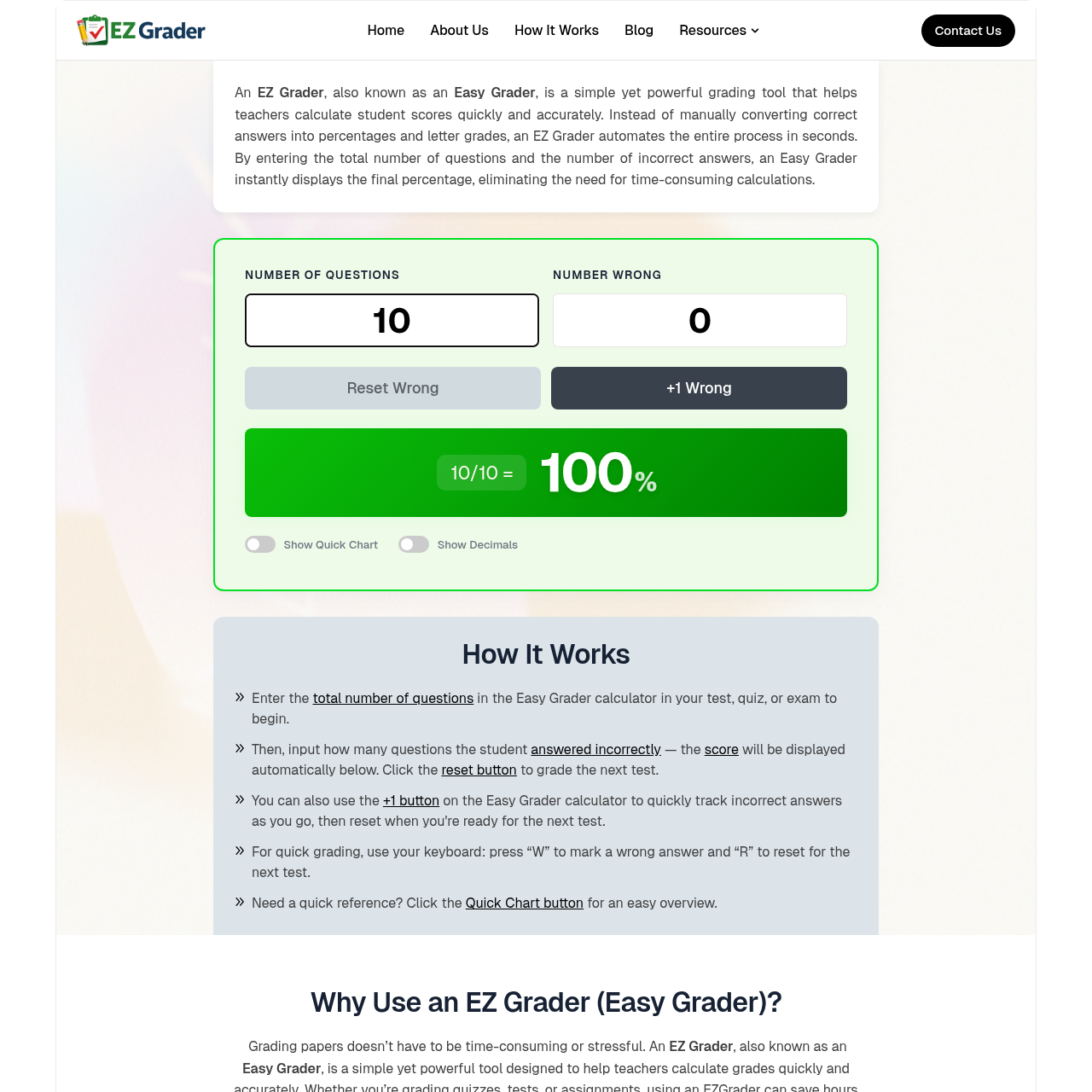 Fast, accurate, and easy grading tool for quizzes, tests, and assignments Fast, accurate, and easy grading tool for quizzes, tests, and assignments